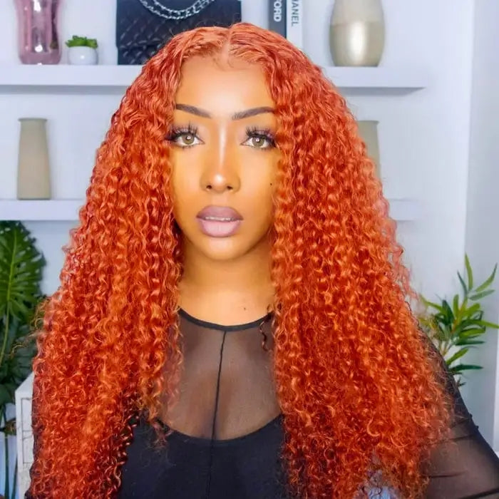 Dorsanee Hair Ginger Colored Water Wave 13x4 HD Human Hair Lace Wig Black Girl