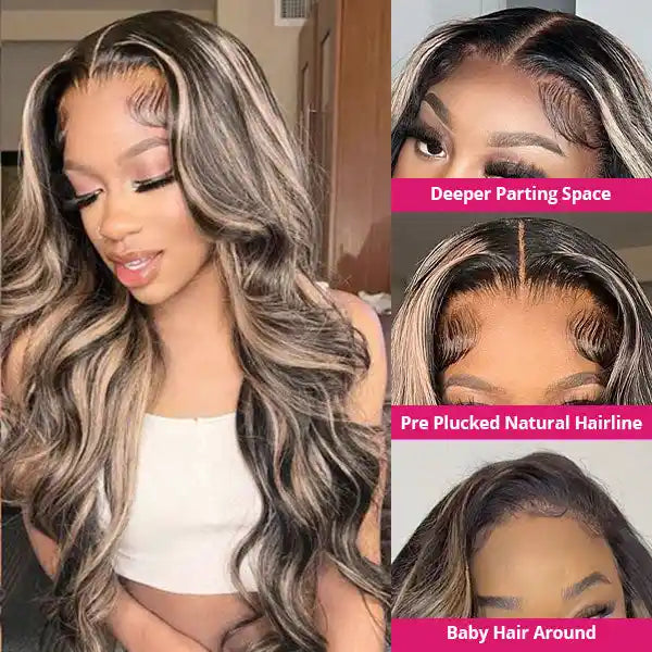 Dorsanee hair body wave 5x5/13x4 #1B/27 blonde highllight HD lace front wigs