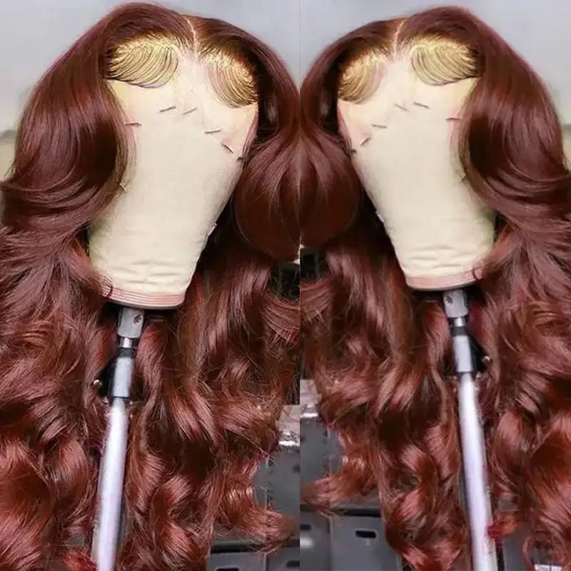 Dorsanee hair body wave #33 reddish brown 6x4 pre-cut lace human hair wig