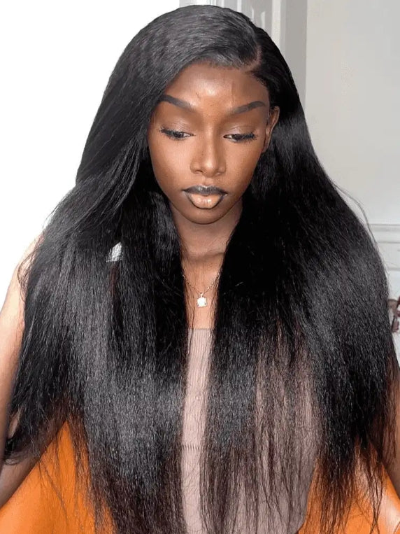 Dorsanee 5x5 Pre Plucked HD Lace Closure Wigs Human Hair Kinky Straight Glueless Lace Wigs Realistic Look Natural Black Color
