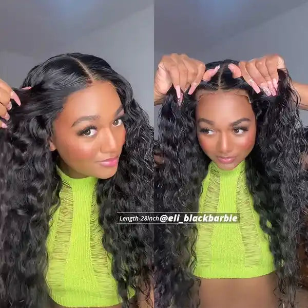 Dorsanee Hair Pre Bleached Knots Glueless Water Wave HD Lace Front Wigs Wear Go Pre-cut Pre plucked Human Hair Wigs for black woman
