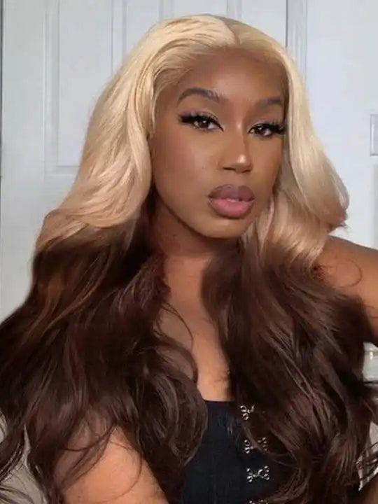 Dorsanee #613 Blonde Brown Ombre Body Wave 13x4 Lace Frontal Human Hair Wigs