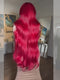 Dorsanee Vibrant Burgundy Red 42 40 38 36 34 32 30 inch Knee Length 13x4 Lace Front Human Hair Wigs