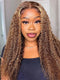 Dorsanee 250 Density Brown Highlight P4/27 Jerry Curly 13x4 HD Lace Frontal Human Hair Wigs