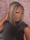 Dorsanee Honey Blonde Brown Highlight Straight Short Bob Human Hair Wigs 6×4 Lace Wig Bleached Knots