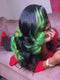 Dorsanee Black With Green Highlights Streaks 13x4 Lace Front Human Hair Wigs