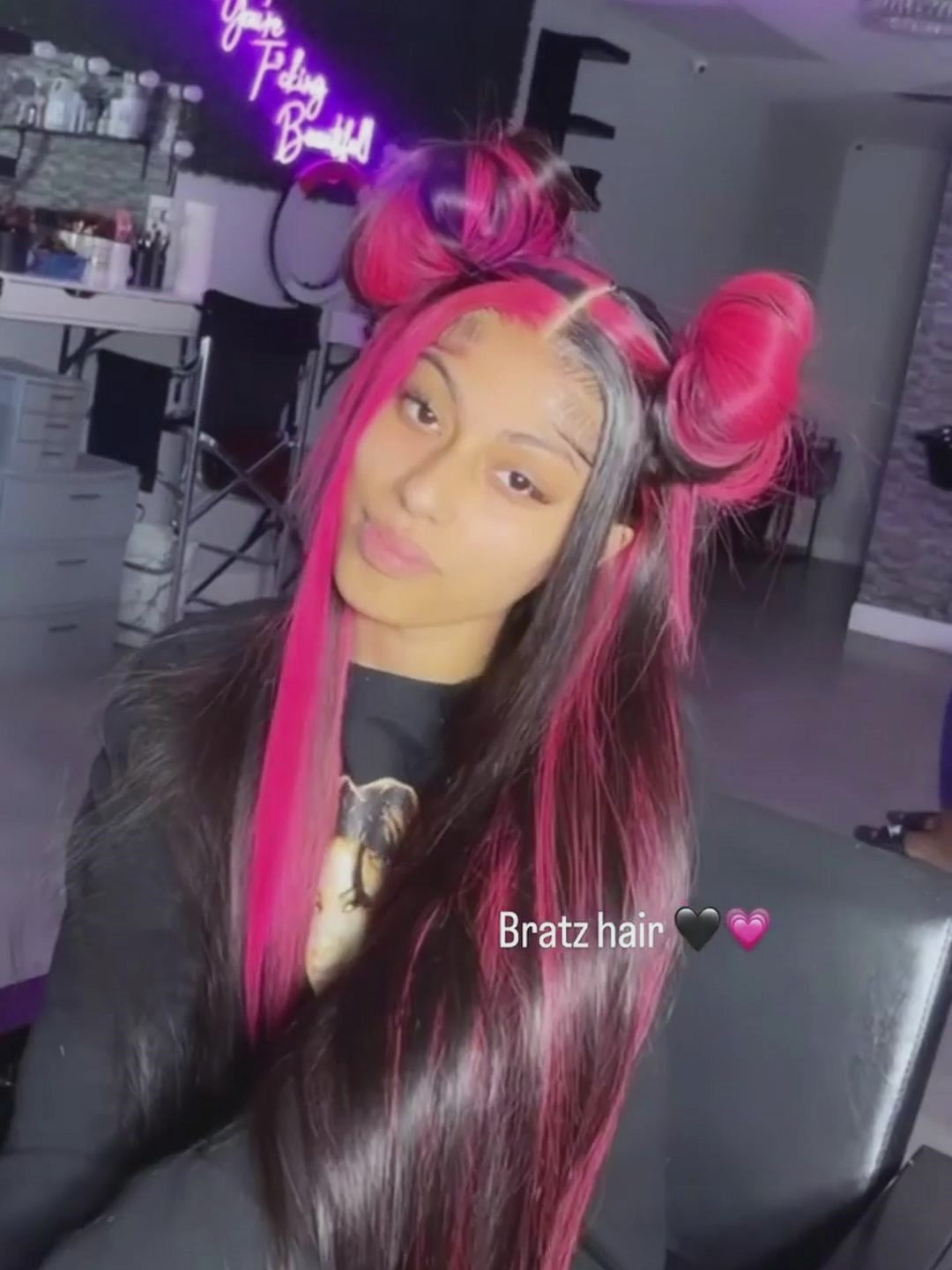 Dorsanee Black With Red Highlight Streaks 13x4 Lace Front Human Hair Wigs