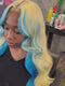 Dorsanee Ombre Blonde Blue Skunk Stripe 13x4 Lace Front Human Hair Wigs 200 Density