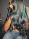 Dorsanee Black With Blue Highlight Streaks 13x4 HD Lace Front Human Hair Wigs