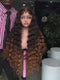 Dorsanee Ombre Dark Copper Brown Loose Deep Wave 300 Density 13x4 Lace Front Human Hair Wigs