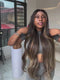 Dorsanee Black With Honey Blonde Brown Skunk Stripe Highlights 13x4 Lace Front Human Hair Wigs