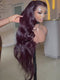 Dorsanee Dark Burgundy Red Wavy 300 Density 13x4 Lace Front Human Hair Wigs