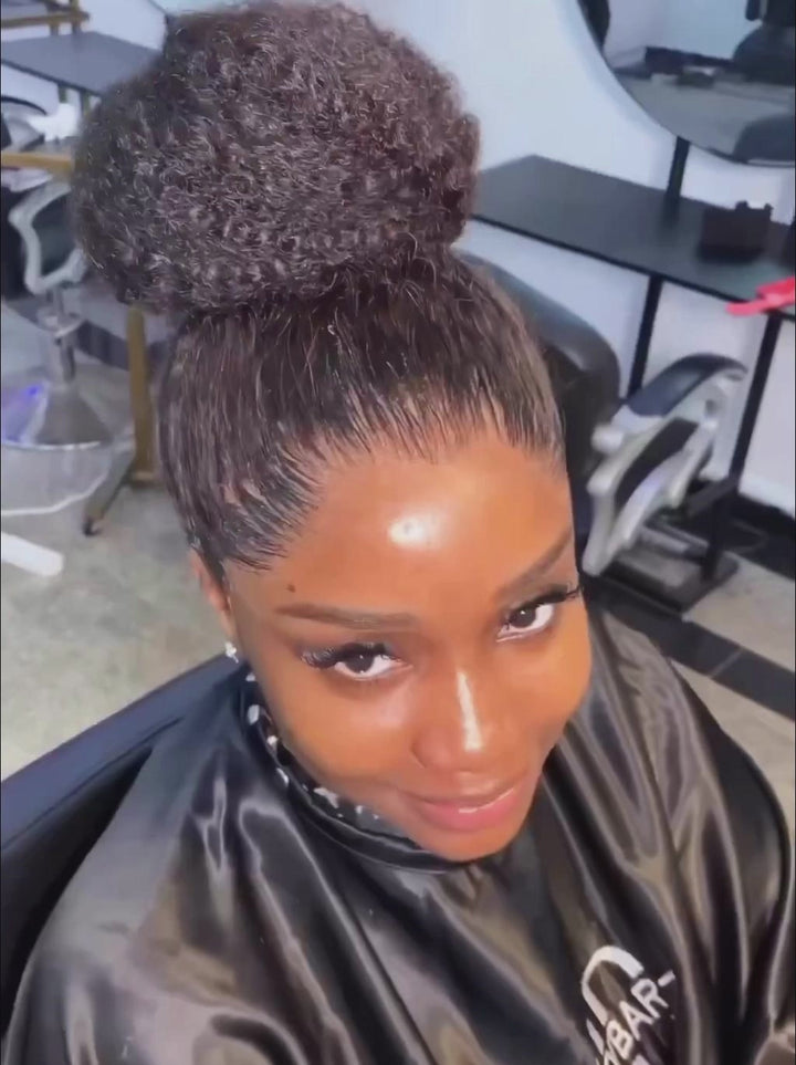 Dorsanee Full Lace Updo Ponytails Buns Friendly Kinky Curly Human Hair Wigs