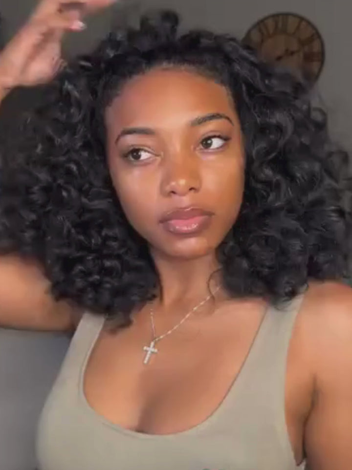 Dorsanee Springy Corkscrew Defined Curls Short Bob 13x4 Lace Frontal Human Hair Wigs