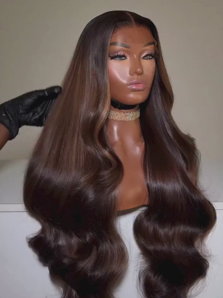 Dorsanee Vietnamese Brown Bone Straight 13x4 Lace Front Human Hair Wigs