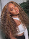 Dorsanee 250 Density Brown Highlights Jerry Curly 13x4 Lace Front Human Hair Wigs