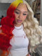 Dorsanee Split Dye Half Blonde Half Ombre Yellow Hot Red13x4 Lace Front Virgin Human Hair Wig