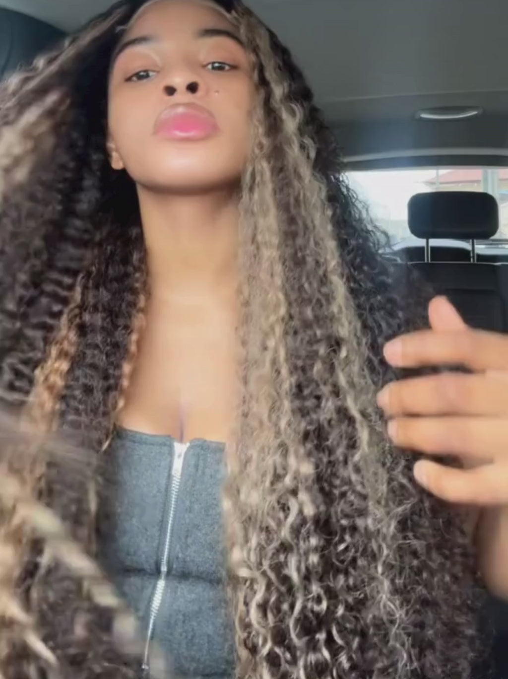 Dorsanee Black With Brown Highlights Deep Wave Curly 13x4 Lace Front Human Hair Wigs