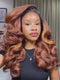 Dorsanee Auburn Copper Brown Voluminous Loose Body Wave Honey Caramel Highlights 13x4 Lace Front Human Hair Wigs