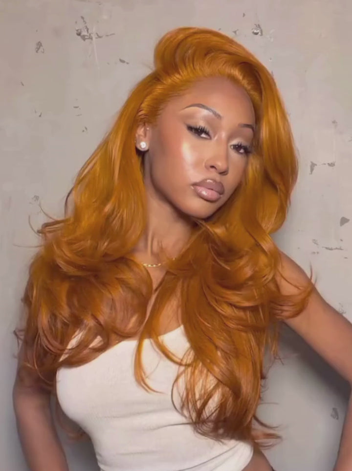 Dorsanee Vibrant Pumpkin Copper Orange 13x4 Lace Front Virgin Human Hair Wig