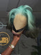Dorsanee Ombre Pastel Green Black 8 10 12 inch Short Bob 13x4 Lace Front Human Hair Wig