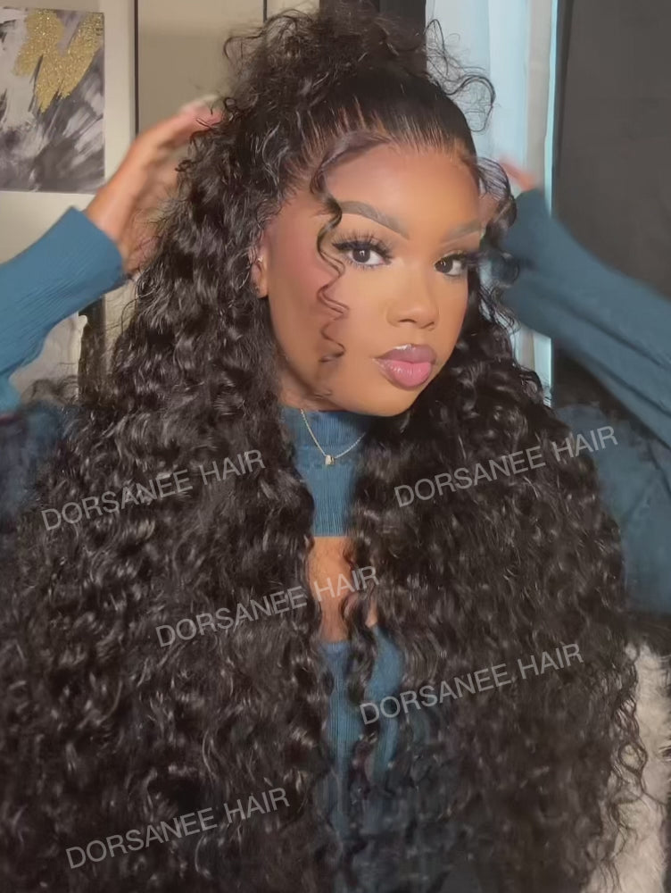 thebrittanyshanicee same hairstyle tiktok hot hairstyle 30 inch long water wave human hair wig HD lace wig