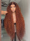 Dorsanee Copper Auburn Orange Brown Deep Curly 250 300 Density 13x4 Lace Front Human Hair Wig