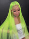 Dorsanee Neon Electric Lime Green 13x4 Lace Front Virgin Human Hair Wigs 200 Density