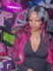Dorsanee Black with Hot Pink Money Piece Streaks 13x4 Lace Front Human Hair Wig