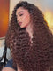 Dorsanee 300 Density Dark Auburn Brown Deep Curly 13x4 Lace Front Human Hair Wig
