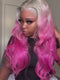 Dorsanee Two Tone Ombre Platinum Silver Gray Vibrant Bubblegum Fuchsia Pink 13x4 Lace Front Human Hair Wig