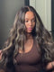 Dorsanee Balayage Black Brown Highlight Streaks 13x4 Lace Front Human Hair Wigs 200 Density