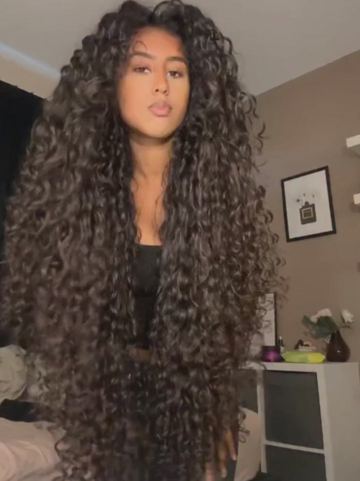 Dorsanee 42 40 inch Long Knee Length Spanish Loose Curls 13x4 Lace Front Human Hair Wigs