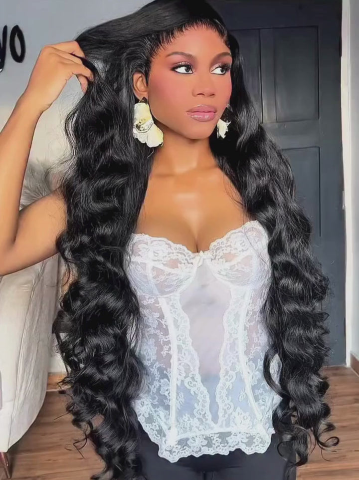 Dorsanee Soft Bouncy Loose Body Wave 13X4 Lace Front Human Hair Wigs 250 300 Density