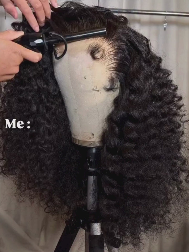 Dorsanee Natural Bouncy Tight Loose Deep Curls Short Bob 13x4 Lace Front Human Hair Wigs