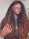 Dorsanee Ombre Black Chocolate Brown Deep Spiral Kinky Curly 13x4 Lace Front Human Hair Wigs