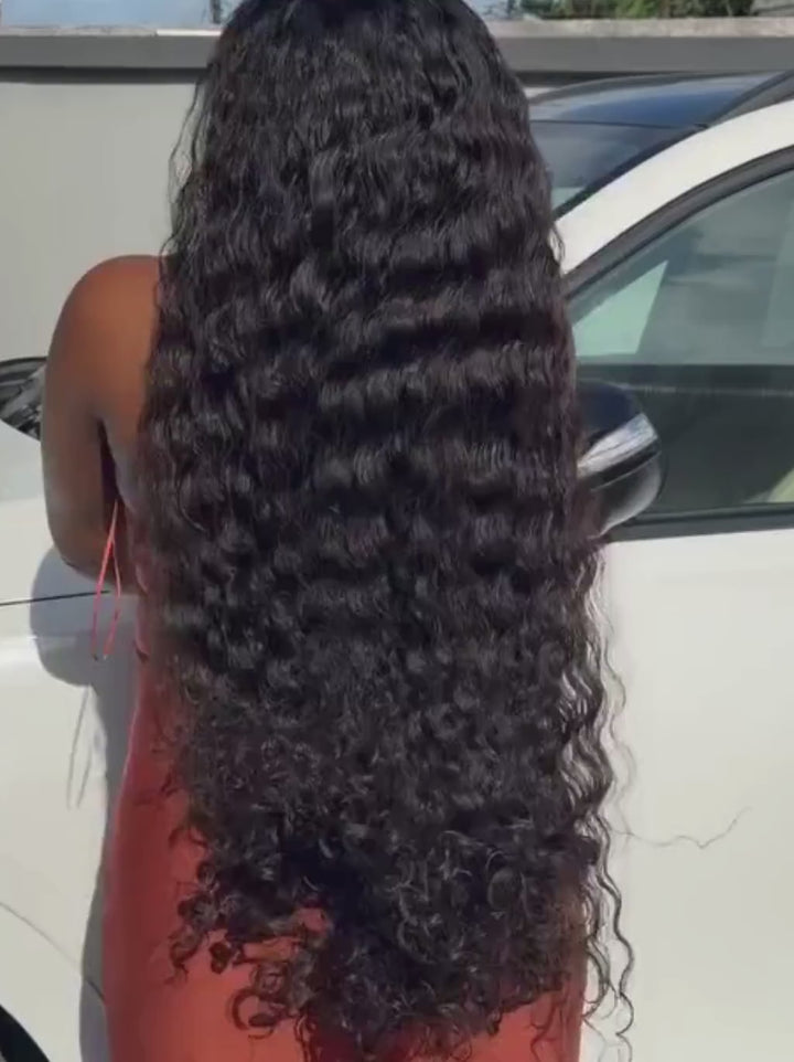 Dorsanee 38 36 inch Long Knee Length Deep Wave 400 Density Full Thick 13x4 Lace Front Human Hair Wigs
