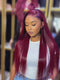 Dorsanee 250 300 Density Burgundy Red Bone Straight 13x4 Lace Front Human Hair Wigs