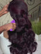 Dorsanee Dark Burgundy Red Natural Wave Long wigs Remy Human Hair 250 300 Density