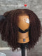 Dorsanee Dark Burgundy Brown Coily Kinky Curly Short Bob 13x4 Lace Front Human Hair Wigs