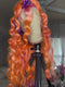 Dorsanee Ginger Orange Purple Roots Color 13x4 Lace Front Virgin Human Hair Wig
