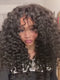 Dorsanee 300 Density Crimped Deep Wave Curls Curtainn Bangs Virgin Human Hair Wigs