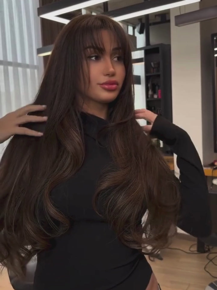 Dorsanee Caramel Brown 13x4 Lace Front Virgin Human Hair Wig With Bangs