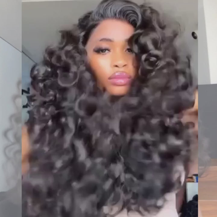 Dorsanee Voluminous Bouncy Loose Curls 13x4 Lace Front Human Hair Wig 250 300 Density
