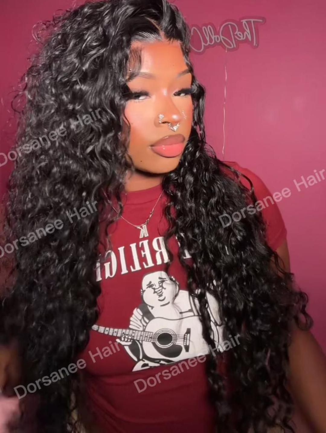 Water Wave Pre Plucked Glueless Wigs Lace Frontal Wigs Beginner Friendly