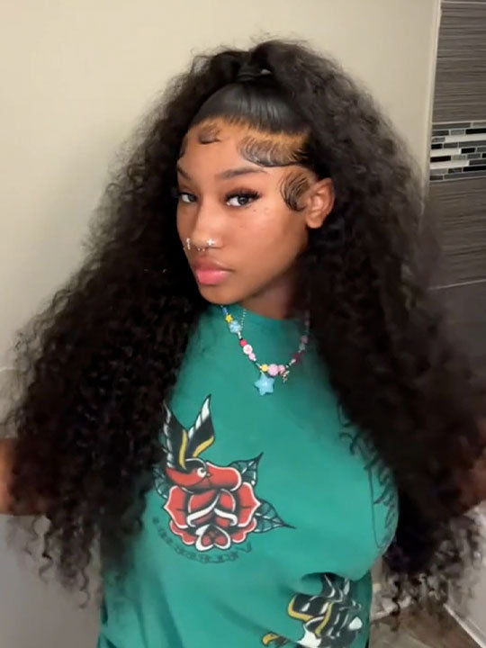 a.myrrah same hairstyle water wave human hair wigs lace frontal wig 30inch long curly hair