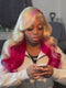 Dorsanee Peekaboo 613 Blonde Burgundy Red Highlights 13x4 Lace Front Human Hair Wigs 200 Density