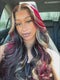 Dorsanee Multi Color Highlight Black With Blonde Red Streaks Wigs Body Wave 13x4 Lace Front Wigs