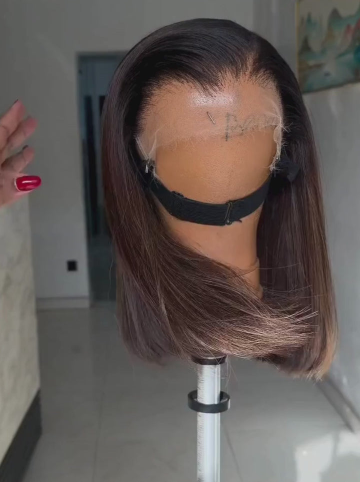 Dorsanee 8 10 12 inch Natural Dark Brown Short Bob 13X4 Lace Front Human Hair Wigs