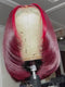 Dorsanee Short Medium Layered Cut Burgundy Red Skunk Stripe Bob 13x4 Lace Front Human Hair Wig